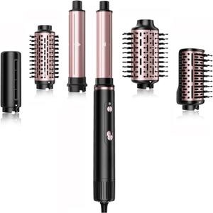 SKIMI Hair Dryer Brush and Blow Dry Brush, Multi-Hot Air Styler with 110000RPM Brushless Motor, Hot Air Brush for Fast Drying Curling Volumizing Straightening & Styling, High-Speed (Black & Pink)