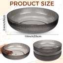 10 Pack 10 Inch Glacier Grey Large Plastic Serving Bowls Salad Mixing Bowl Vertical Ribbed Pattern Buffet Party Serving Bowls for Vegetable Fruit Salad Candy Chip Popcorn Snack