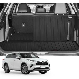 Custom for 2020-2025 2026 Toyota Highlander Trunk Cargo Mats with 3rd Backrest Mat All Weather TPE Protection Accessories (Not Fit with Subwoofer) (for 2020-2026 Toyota Highlander)