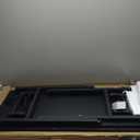 Frylr Small Folding Computer Desk  43.3 Inch Portable Table for Craft and Study, Lightweight Desk for Small Spaces, Foldable Laptop Table Built-in AC/USB Outlets for Convenience, Dark Oak