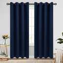 COSVIYA Grommet Blackout Room Darkening Navy Blue Curtains 84 inch Length 2 Panels,Thick Polyester Light Blocking Insulated Thermal Window Curtain Drapes for Bedroom/Living Room,52x84 inches