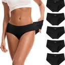 INNERSY Women's Soft & Thin No Show Modal Underwear Quick Dry Panties for Summer 5-Pack (Large, Black)