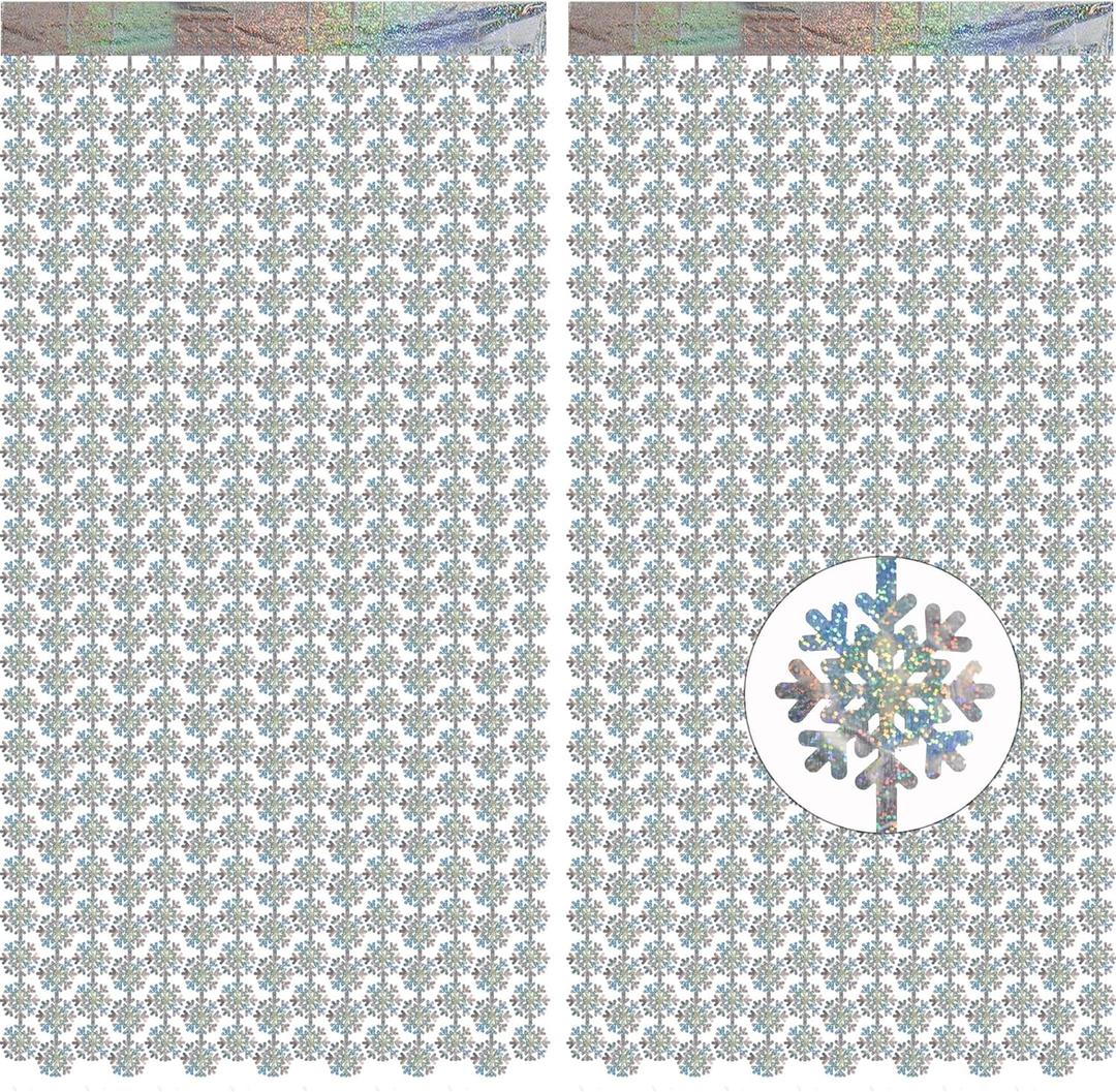 Silver Snowflake Fringe Curtain - GREATRIL Winter Onederland Streamers Backdrop with Sparkling Snowflake for Christmas Birthdays Party Decoration -3.2ft x 6.5ft - 2 Pack