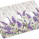 Purple Lavender Rustic Wooden Flowers Floral Plant Decorative Switch Plates 3 Gang Wall Plate Triple Toggle Light Switch Cover Faceplate Electrical Wall Panels for Farmhouse Living Room Decor