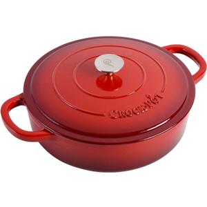 CrockPot Crock Pot Artisan Enameled Cast Iron Braiser W/Lid, 5 Quart, Scarlet Red