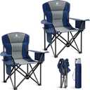 Folding Camping Chair Oversized Heavy Duty Padded Outdoor Chair, Twin Pack