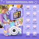 Kids Camera for 3-12 Year Olds | HD Dual Lens Camera with 32GB Memory Card, 2 Shockproof Silicone Cases, Educational Games, MP3 Player, Video Recorder & Fun Filters | Gift for Boys Girls (Purple Unicorn)