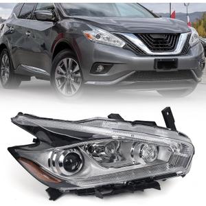 Huray Right Halogen Headlight Assembly Fit for Nissan Murano 2015 2016 RH OE Factory LED DRL Projector Headlamp w/o Bulbs Replacement Passenger Side