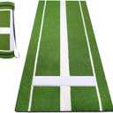 10x3 ft Softball Pitching Mat with Mound - Antifade Turf, Antislip Foam Backing - Fastpitch Equipment for Softball and Baseball Pitchers Practice-Green/Red