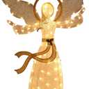 Christmas Angel, Warm Lights Glittered Angel for Outdoor Christmas Holiday Home Lawn Yard Garden Decoration