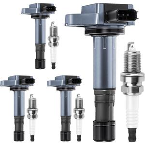 UF400 Ignition Coils Pack & 7100 Iridium Spark Plugs 1.7L Compatible with Honda Civic 2001 2002 2003 2004 2005 Acura EL 2001 2002 2003 2004 2005 Replaces 89057973 F561 5C1634 Set of 4