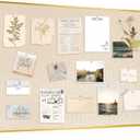 DOLLAR BOSS Bulletin Board with Linen 36'' x 24'' with Golden Aluminum Frame, Fabric Cork Boards for Walls, Decorative Pin Board for Office Home Caf, Beige Brown