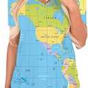 KYKU World Map Clothing Women V Neck Globe Tee Shirt Geography Teacher Gift, L