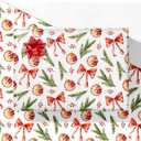 3 x GIOLNIAY Red Bows Christmas Wrapping Paper for Men Women Kids - Holiday Gift Wrap with Pine Branches & Berries on White - 4 Jumbo Sheets, 28" x 40" Each (31 sq. ft ttl), Easy to Store