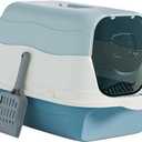 Haven with Covered Entryway and Detachable Hooded for Indoor Felines, Blue