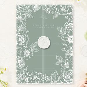 AZAZA 100 Pack Pre-Folded Vellum Jackets for 5x7 Invitations, Translucent Invitation Sleeves,115GSM Vellum Jackets 5x7, Wedding Invitation Accessories,for Weddings Birthdays,White Flower Border