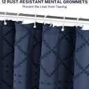 Siiluminisoy Extra Long Boho Farmhouse Shower Curtain Woven Fabric Navy Blue 84 Inch Curtain, 72 x Tufted Chevron Textured Striped Modern Minimalist Cloth Set with Hooks for Bathroom
