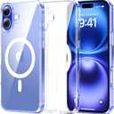 4 x Meifigno Designed for iPhone 16 Plus Case, Compatible with MagSafe, Military-Grade Protection, Hard PC Back with Soft Edge, Shockproof Magnetic Case Designed for iPhone 16 Plus, Clear