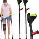 Forearm Crutches Pair, Folding Forearm Crutches Lightweight Adjustablewith Rubber Handles, Comfortable Grip and Wear-Resistant, Non-Slip Forearm Crutches for Heavy Duty (Red)