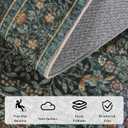 2x6 Floral Washable Area Rug Soft Runner Rugs for Living Room, Vintage Boho Hallway Rug for Bedroom Dining Room, Distressed Botanical Birds Non Slip Low Pile Animal Throw Carpet for Office, Dark Green