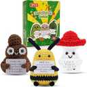 Birthday Gifts for Women Emotional Potato Pickle: 3Pcs Funny Crochet Animal Gifts for Mother's Day Friends Coworkers College Students Sister Mom Dad with Cheer Up Cards (Bee, Poo, Mushroom)