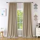 Novecozy Linen Texture 100% Blackout Curtains 84 inches Long for Bedroom Living Room Darkening Full Black Out Rod Pocket & Back Tab Thermal Insulated Home Decor Window Drapes2 PanelsNatural Linen