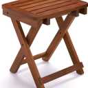 URFORESTIC Portable Shower Bench-Bamboo Folding Shower Stool Seat Chair Fully Assembled-Hold Up to 500 LBS