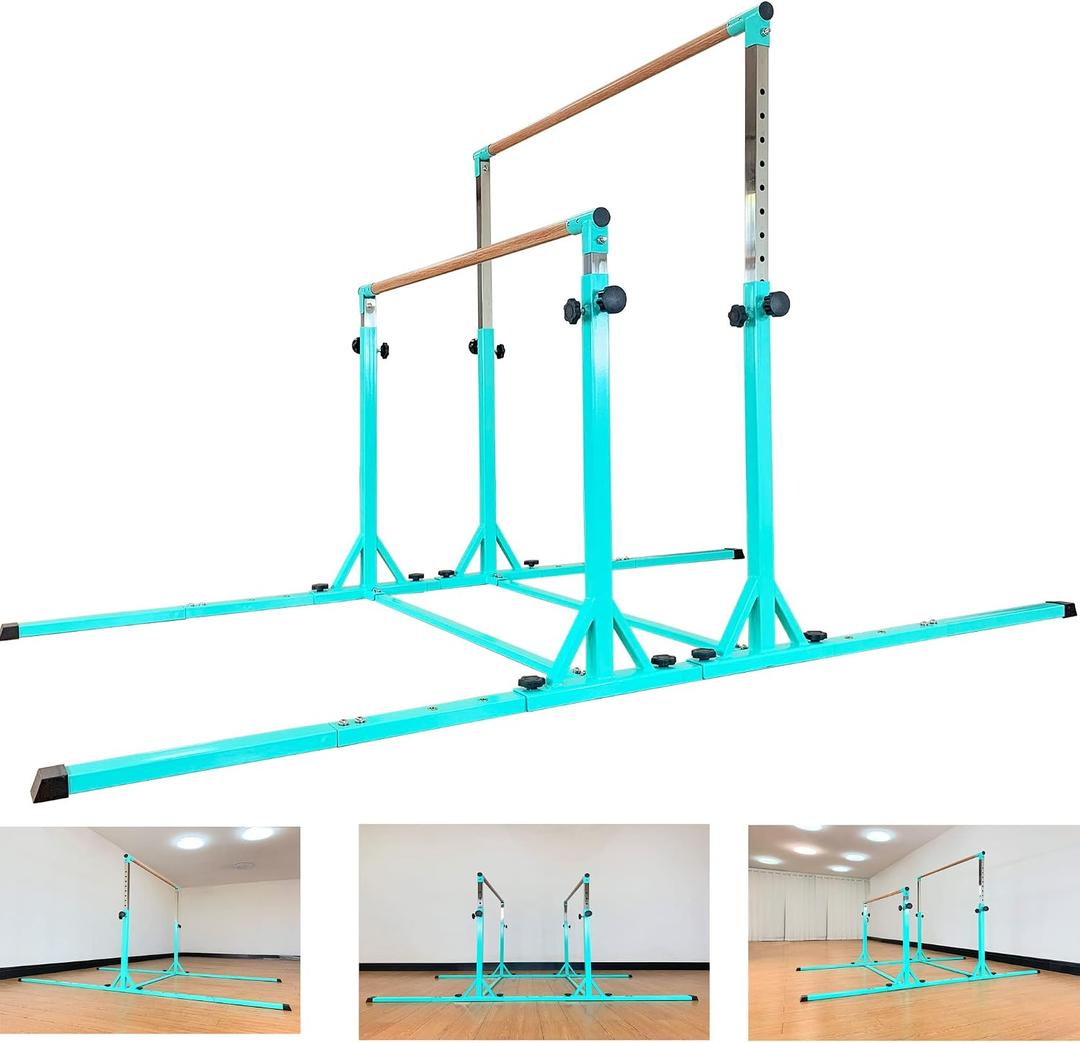 MARFULA Gymnastics Double Horizontal Bars 3Play Parallel Bars Uneven Bars Gymnastics Training Kip Bar with 304 Stainless Steel Regulating Arms & Fiberglass Rail for Indoor Outdoor Home Club Use