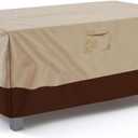 Vailge Rectangular/Oval Patio Table Cover, Heavy Duty and Waterproof Outdoor Lawn Patio Furniture Covers, Large Beige & Brown (Large(72"L x 44"W x 23"H))