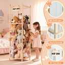 LAMU Stuffed Animal Storage, Wooden Zoo Stuffed Animal Holder with Elastic Cords, Space Save Toy Organizer, Extra Large Capacity Stuffed Animal Organizer for Playroom, Bedroom, Nursery