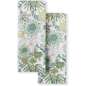 Martha Stewart Dual Purpose Kitchen Towel 2-Pack Set, Succulents, 16"x28"