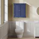 ChooChoo Bathroom Wall Cabinet, Over The Toilet Space Saver Storage Cabinet, Medicine Cabinet with 2 Door and Adjustable Shelves, Cupboard, Navy Blue, 8.8"D x 21.1"W x 24"H