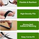 33FT Brush Weather Stripping, 0.35"W x 0.2"T High-Density Self-Adhesive Seal Strip for Doors and Glass Doors, Draft Blocker for Windproof, Dustproof, and Soundproof, Easy Cut & Install, Gray