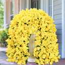 Siyaluens Artificial Flowers for Outdoors - 8 Pcs UV Resistant Realistic Faux Silk Bougainvillea Flowers, Fake Hanging Plants for Porch Patio Balcony Decoration (Yellow)