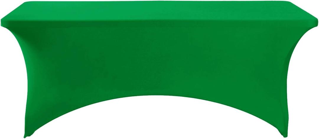 Fokitut 2 Pack Spandex Table Cover for 6FT Table Universal Fitted Stretch Tablecloth for Party, Banquet, Wedding and Events-Emerald