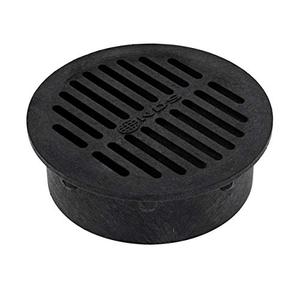 NDS 40, Grate Cover, Connects to Round 6 in. Speed-D Catch Basin 6 Inch Drain Pipes & Fittings, for Small Lawns, Landscaping, and Patios, Black Plastic