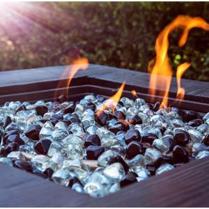 Fire Glass Diamond 1 Inch Fire Pit Glass Rocks for Propane or Gas Fire Pit 10 Pounds White/Onyx Black Blend