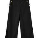 Haloumoning Girls Wide Leg Corduroy Pants Kids Elastic Waist Gold Button Trousers with Pockets, Size 130