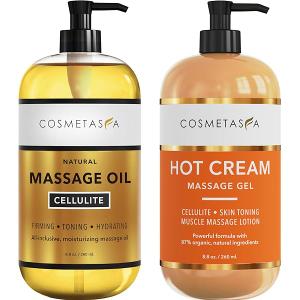 Cellulite Massage Oil Natural Cellulite Oil & Gel, Highly Absorbable, Firm, Tone, Tighten & Moisturize Skin - Soothes Muscles (8.8, 1 Pack, Massage Oil)