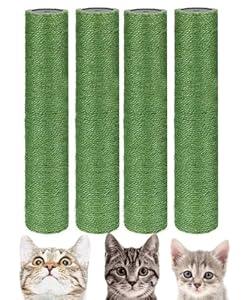 BNOSDM 4 Pcs M8 15”x2.75” Cat Tree Scratching Post Replacement Parts for Indoor Cats Tower Rope Scratch Poles Refill Sisal Pole Part for Refurbishment Hemp Kitty Furniture Accessories Spare, Green