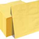 50 Pieces 3-ply Light Yellow Napkins Beverage Napkins Dessert Napkins Disposable Paper Napkins for Wedding Birthday Party Paper Dinner Napkins