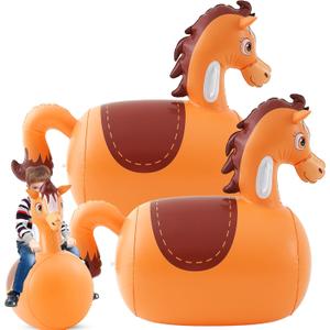 Hiboom 2 Pcs Giant Inflatable Hopping Toys 51 Inch Bouncer Animal Toys Ride on Animal Bouncy on Hopping for Birthday Party Gifts Supplies(Horse)