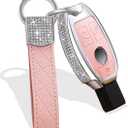 MUEKZRU Bling Crystal Leather Key Fob Sleeve Chain Compatible for Mercedes Benz