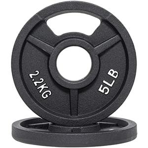 Signature Fitness 5Lb(Set of 2) Cast Iron Plate Weight Plate for Strength Training and Weightlifting, Olympic or Standard