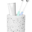 Diatomite Toothbrush Holder, BOJDOPIE Water Absorption Quick Drying Bathroom Countertop Organizer, Stand Cup for Toothpaste Makeup Brushes Razors (White)