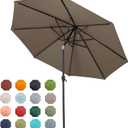 Tempera 9ft Patio Market Outdoor Table Umbrella with Push Button Tilt and Crank, Large Sun Umbrella with Sturdy Pole & Fade Resistant Canopy, Easy to Set, Taupe