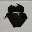 AI'MAGE Women's High Waisted Bikini Sets Tummy Control Swimsuits Front Ruched Two Piece Drawstring Bathing Suit (Large, Black)