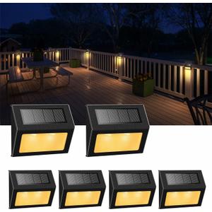 XLUX Solar Lights for Steps Decks Pathway Yard Stairs Fences, LED lamp, Rainproof, Black Metal Housing, 6 Pack