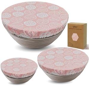Reusable Bowl Covers for Bread Proofing, Thickened Large Elastic Cover for Food Fruit Salad Storage, Sourdough Bread Baking Supplies 100% Cotton Cloth Fabric Washable (Pink)
