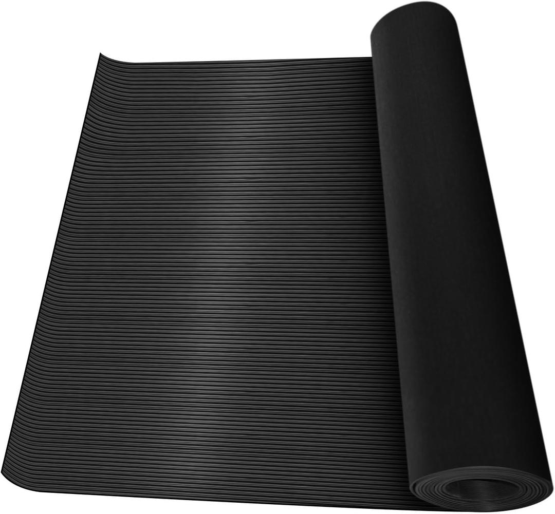 Rubber Floor Mat Heavy Duty Composite Rib Corrugated Rubber Flooring Rolls 4ft x 10ft x 3 mm, Garage Mat Non-Slip Rubber Protector Mat for Garage Warehouse Workshop Basement